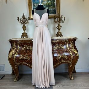 Illusion formal bridesmaid pleated bodice evening prom dress